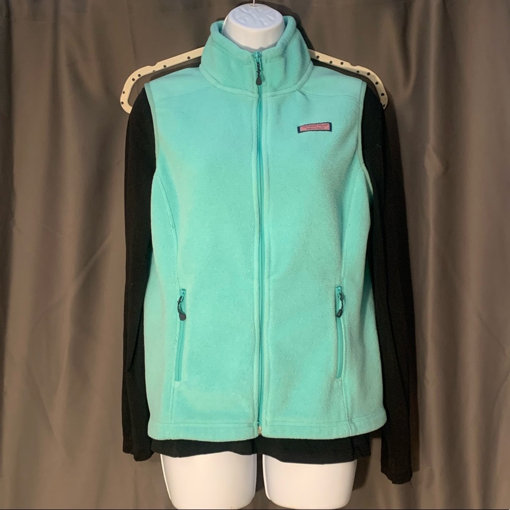 Vineyard Vines Aqua Blue Full-zip Fleece Vest Womens Size Small
